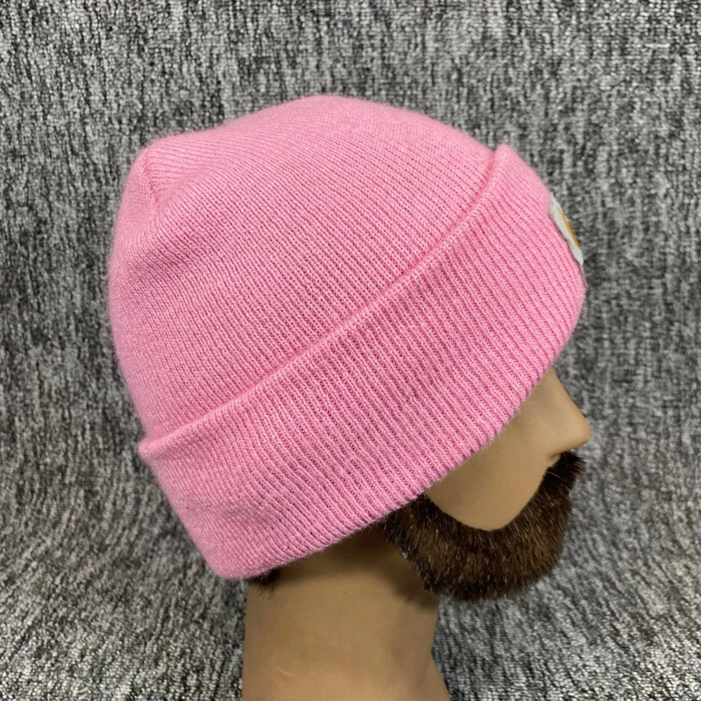 Carhartt Beanie Kids One Size Pink Knit Logo Cuff Winter Hat